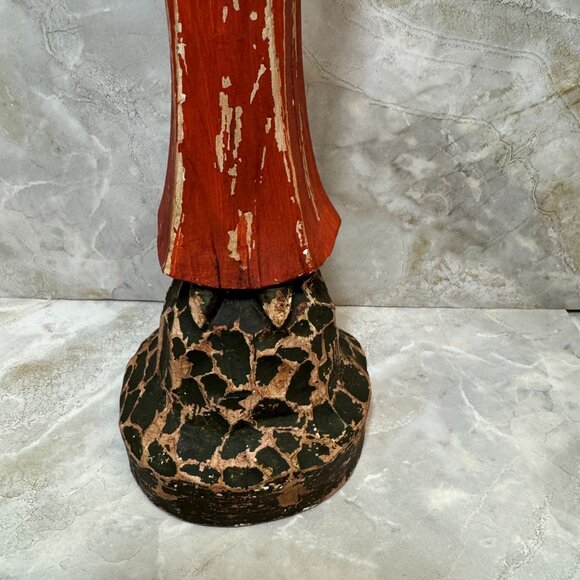 Religious Woman In Prayer Virgin Mary Praying Folk Art Style Faux Wood 15" - Picture 4 of 8